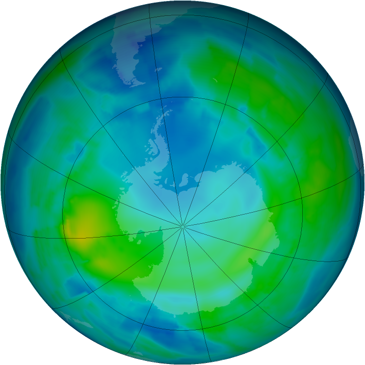 Antarctic ozone map for 05 May 2012